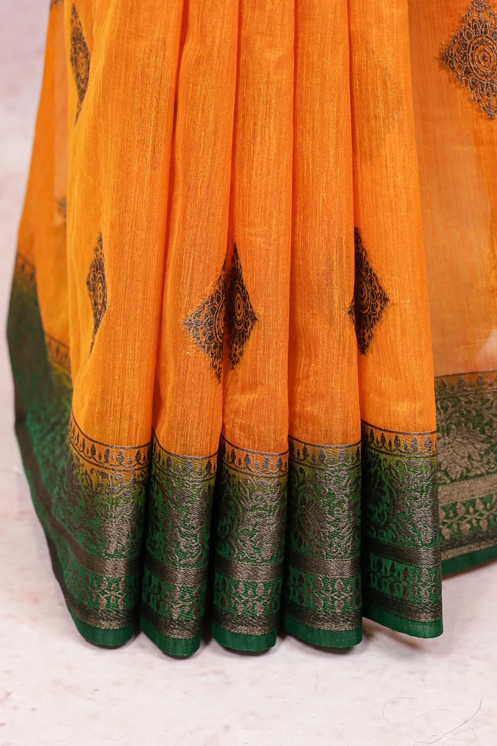 Mango Yellow Semi Jute Saree