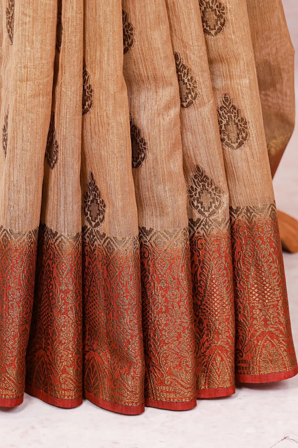 Cream Beige Semi Jute Saree
