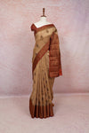 Cream Beige Semi Jute Saree