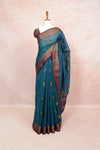 Peacock Blue Semi Jute Saree - Seematti