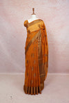 Orange Semi Jute Saree - Seematti
