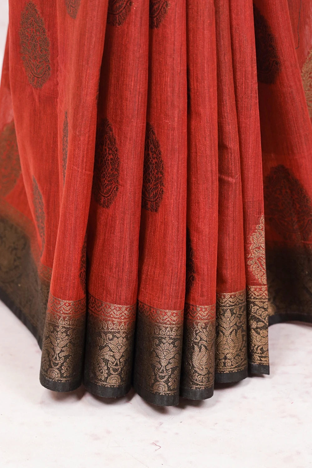 Rust Color Semi Jute Saree