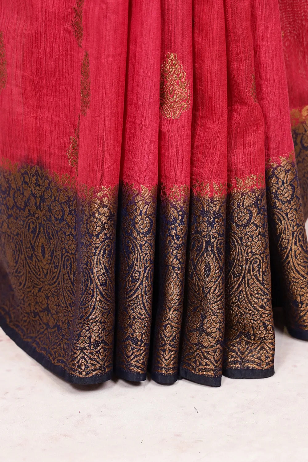 Ruby Red Semi Jute Saree