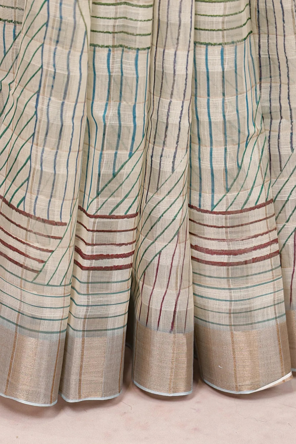 Cream Semi Jute Saree
