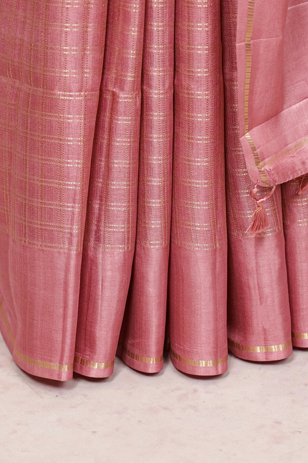 Onion Pink Semi Tussar Saree