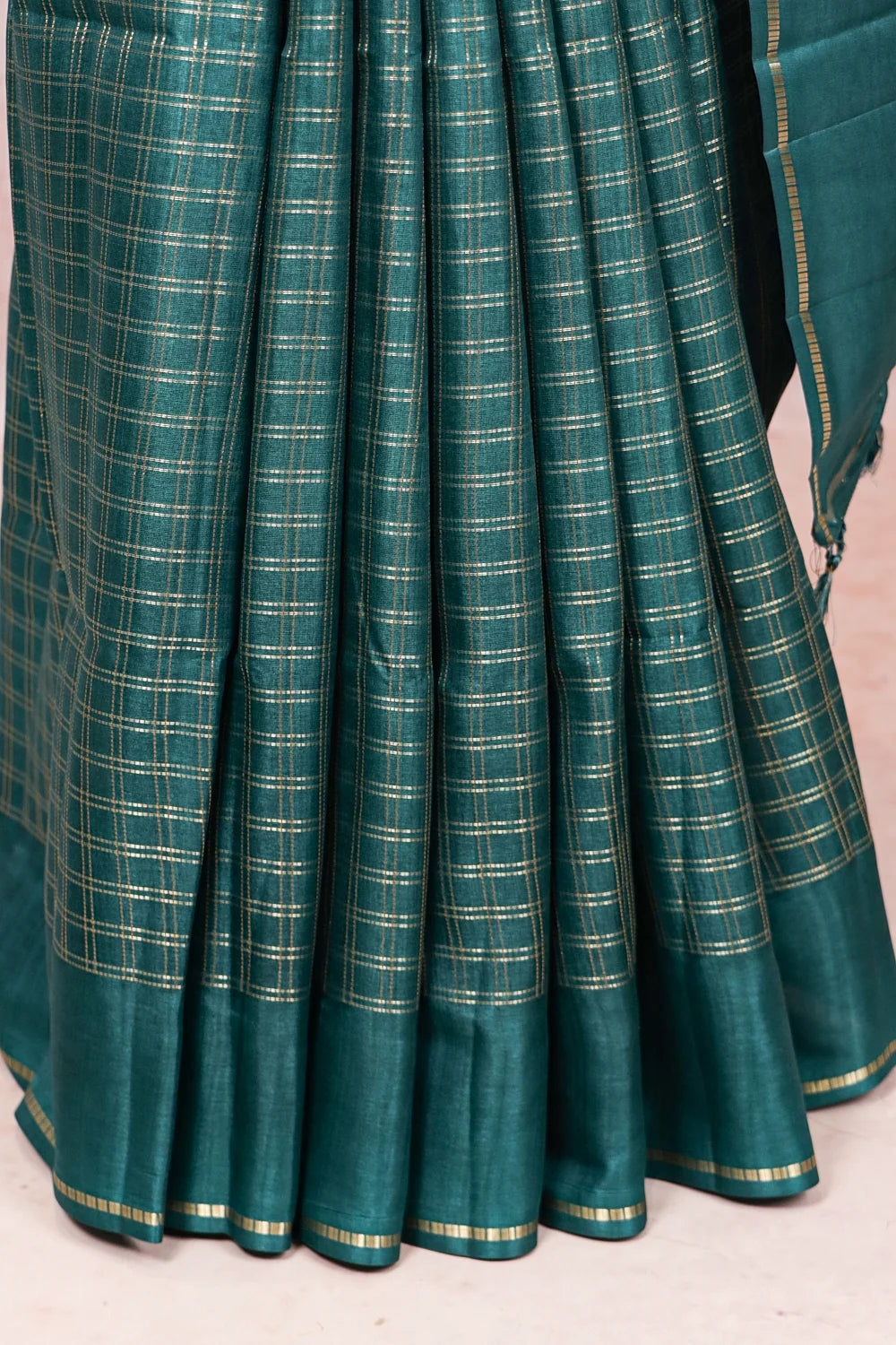 Peacock Green Semi Tussar Saree
