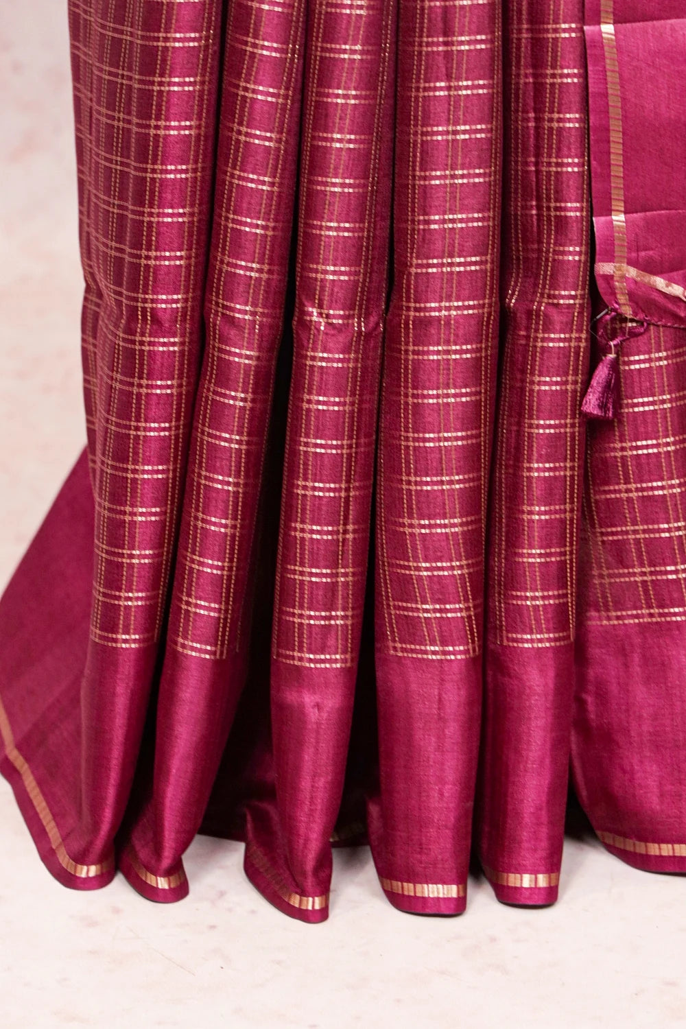 Wine Semi Tussar Saree