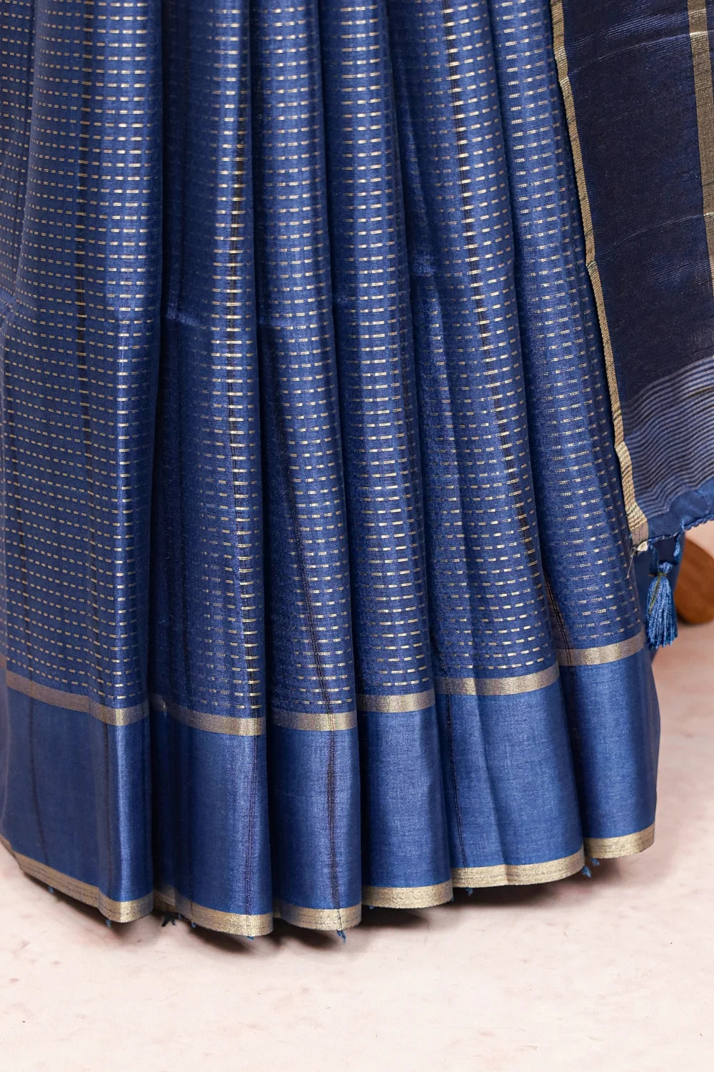 Peacock Blue Semi Tussar Saree