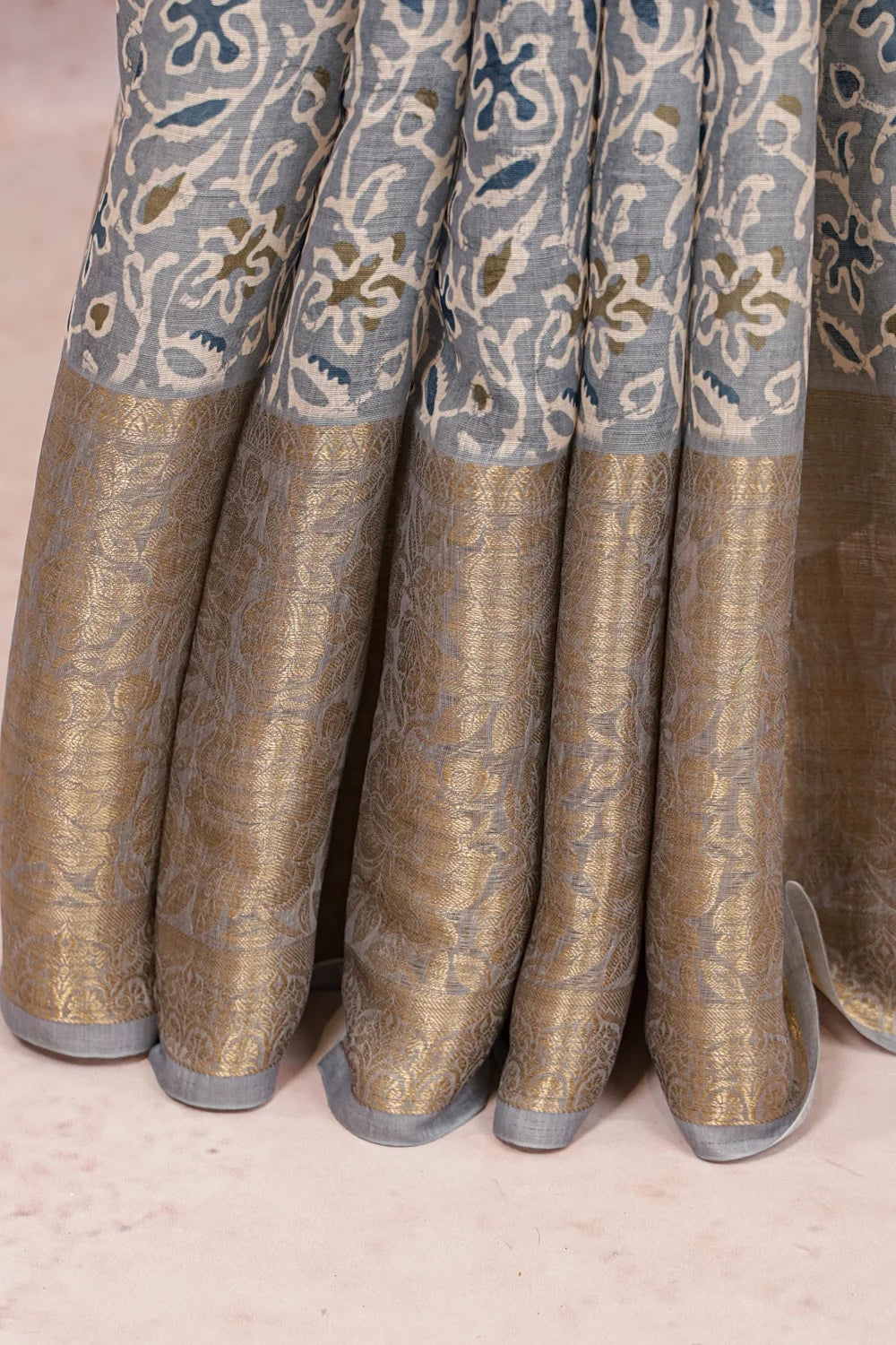 Ash Semi Linen Saree