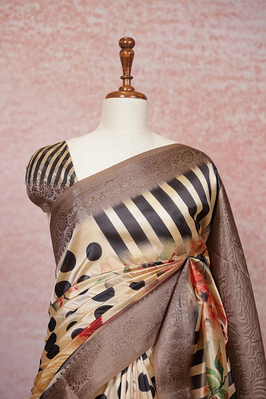 Cream Semi Tussar Saree