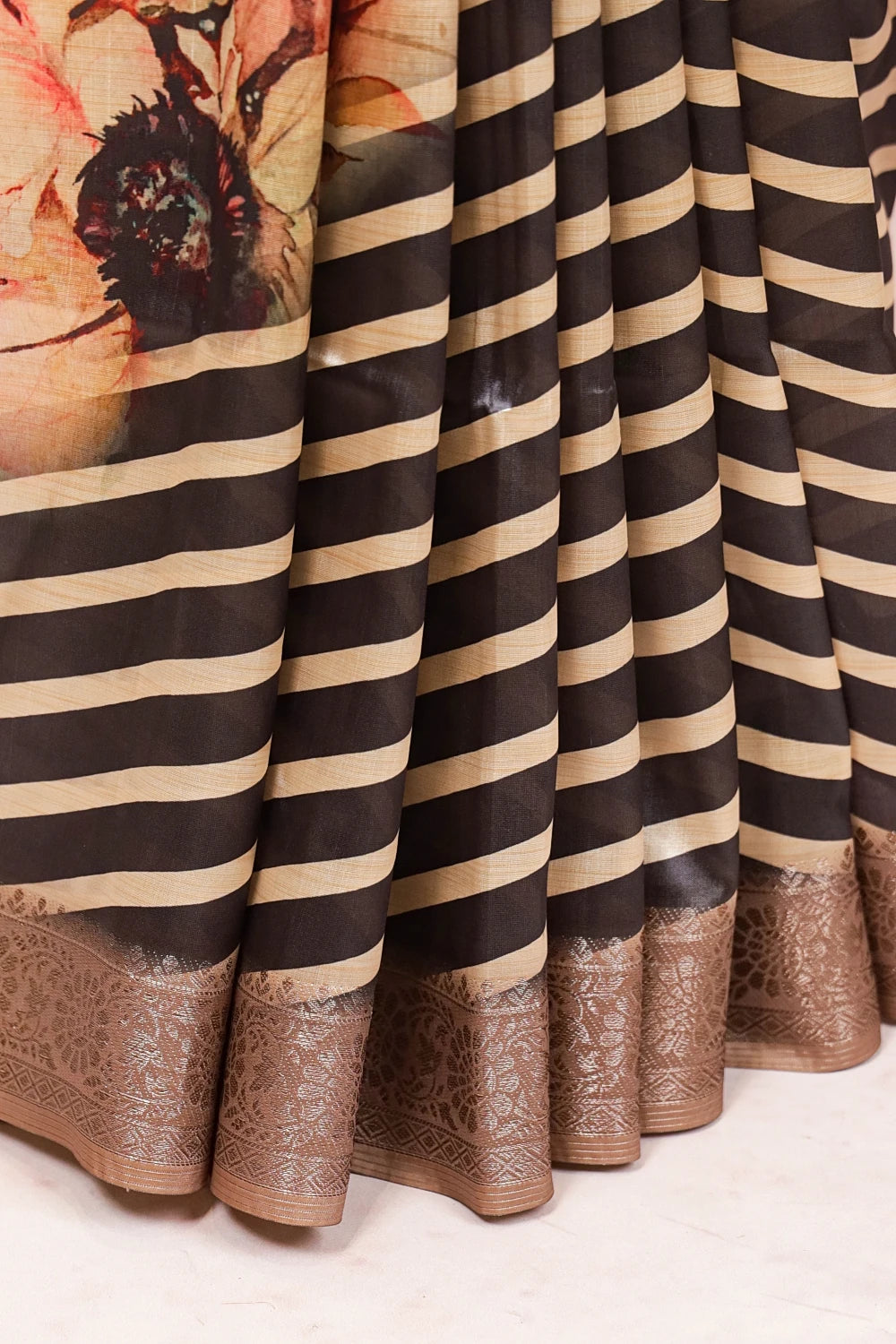 Cream Semi Tussar Saree