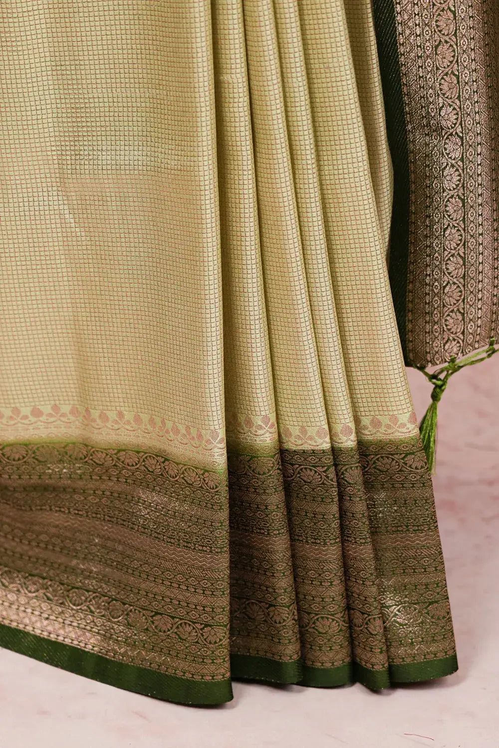 Light Green Semi Banarasi Saree