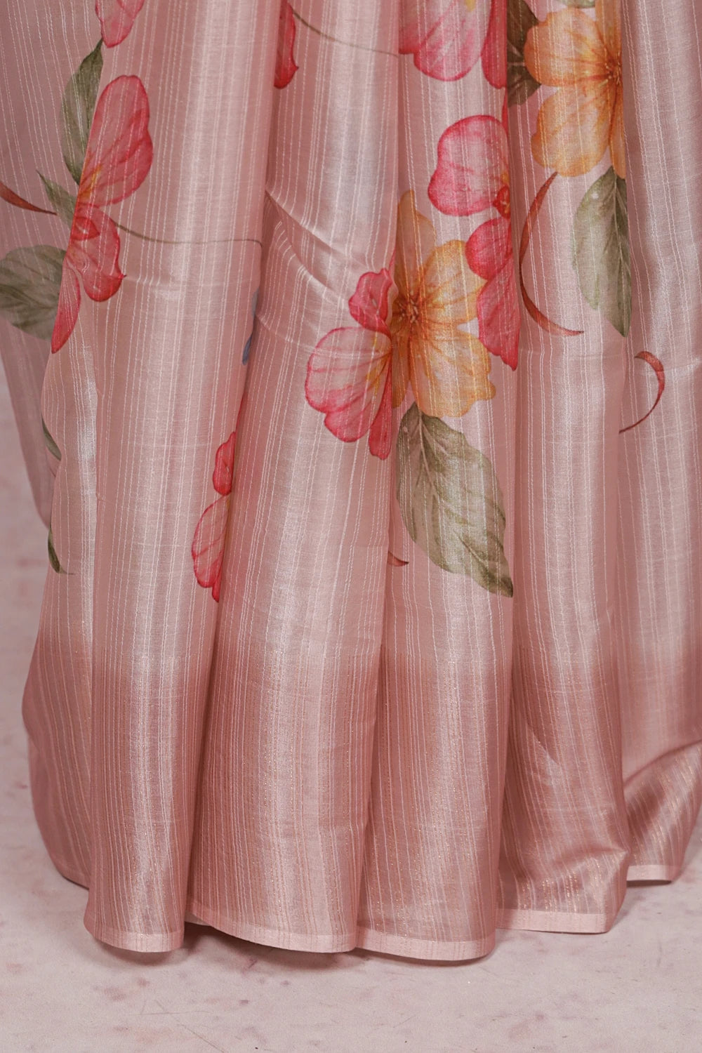 Light Peach Semi Tussar Saree
