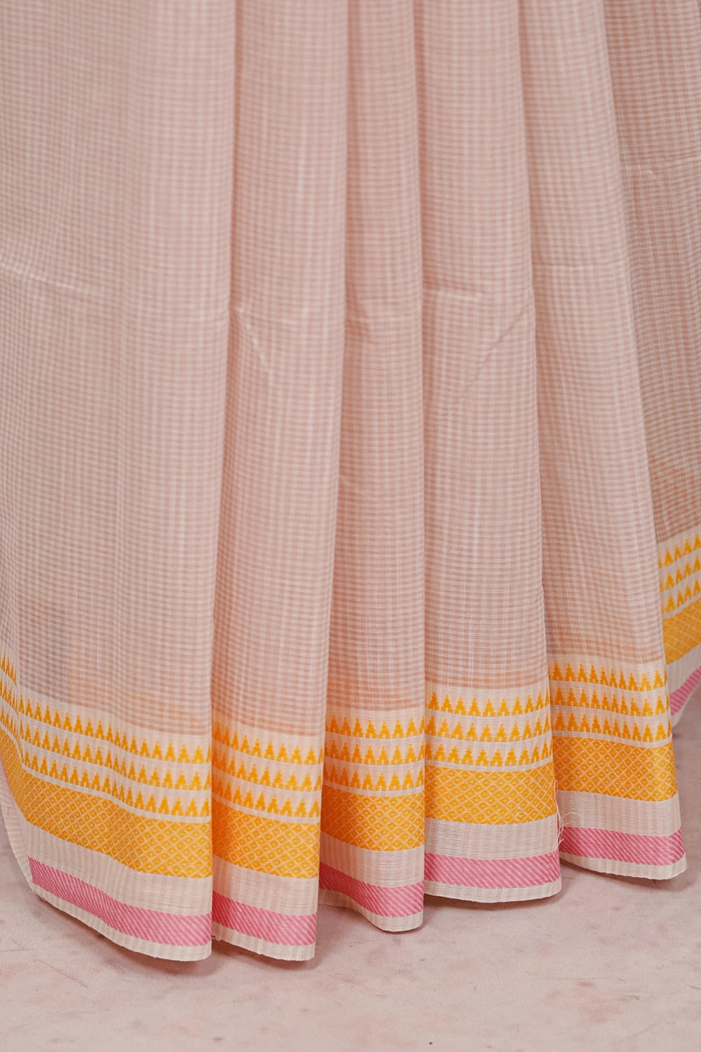 Light Peach Cotton Saree