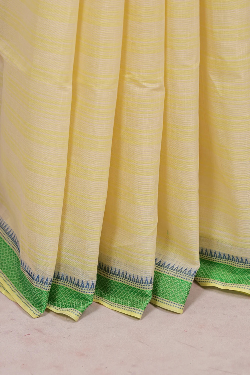 Lemon Yellow Cotton Saree