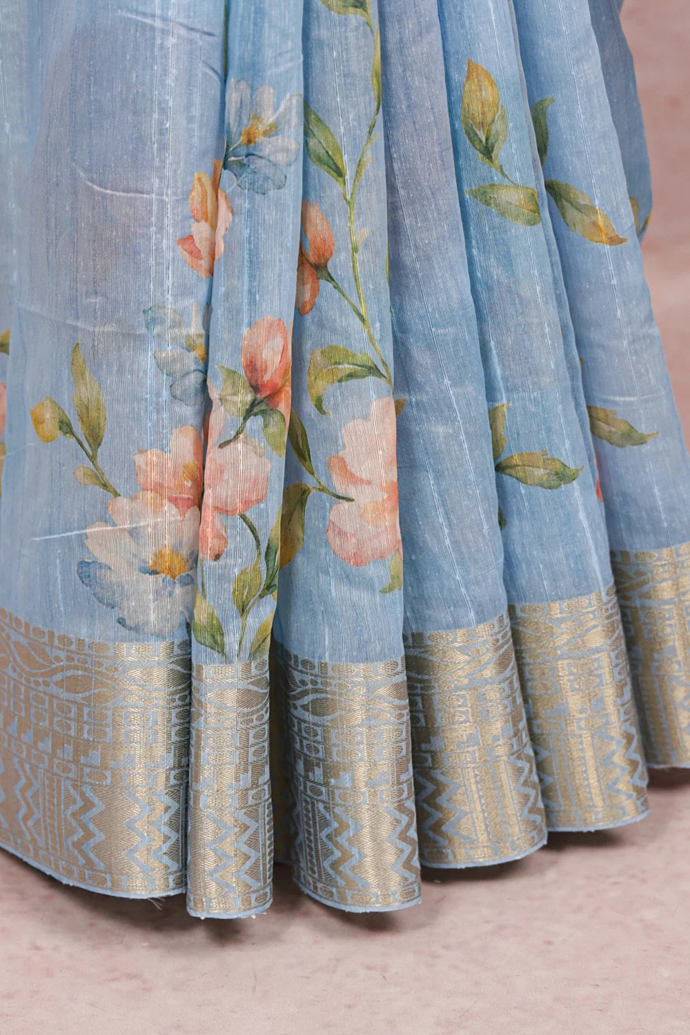 Sky Blue Semi Jute Saree