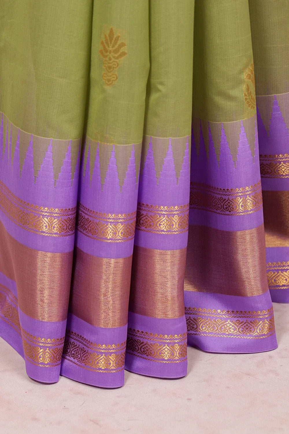 Light Olive Green Semi Organza Saree