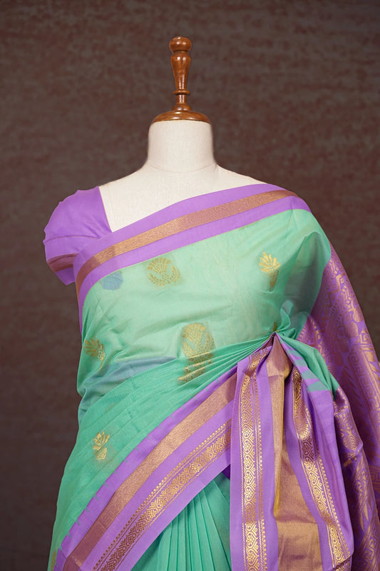 Light Green Cotton Silk Saree