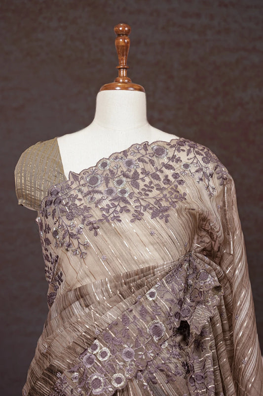 Cement Color Tissue Kota Saree