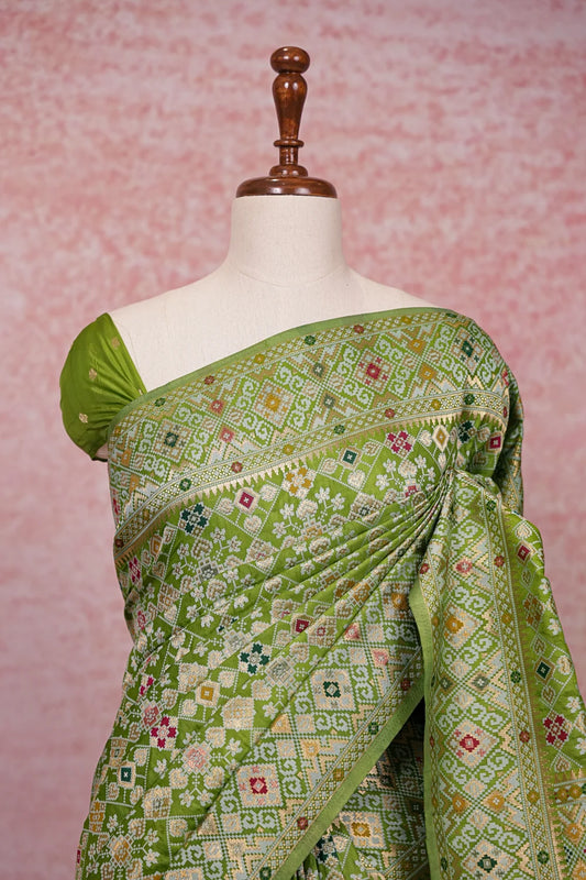 Green Semi Banarasi Saree