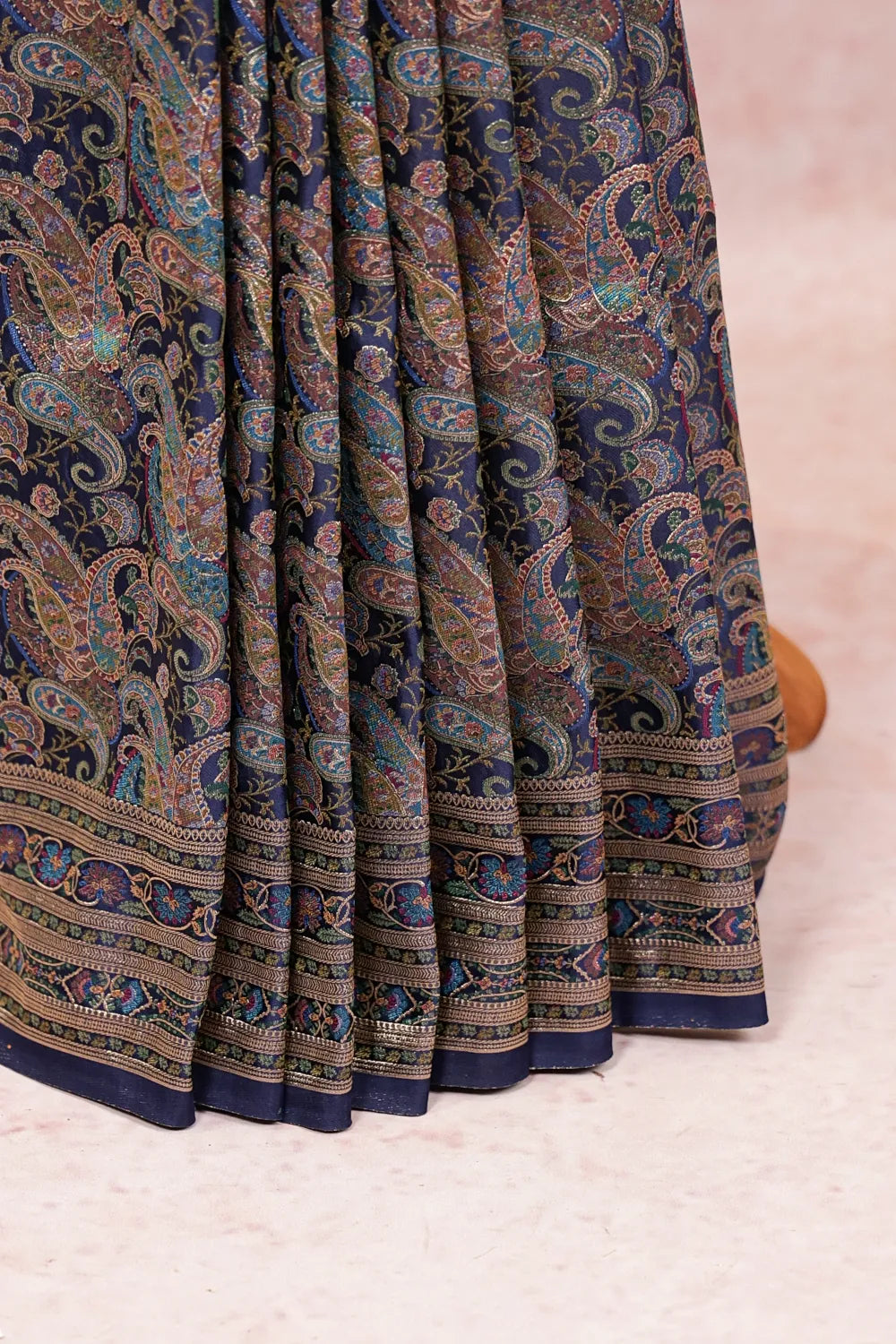 Navy Blue Semi Banarasi Saree