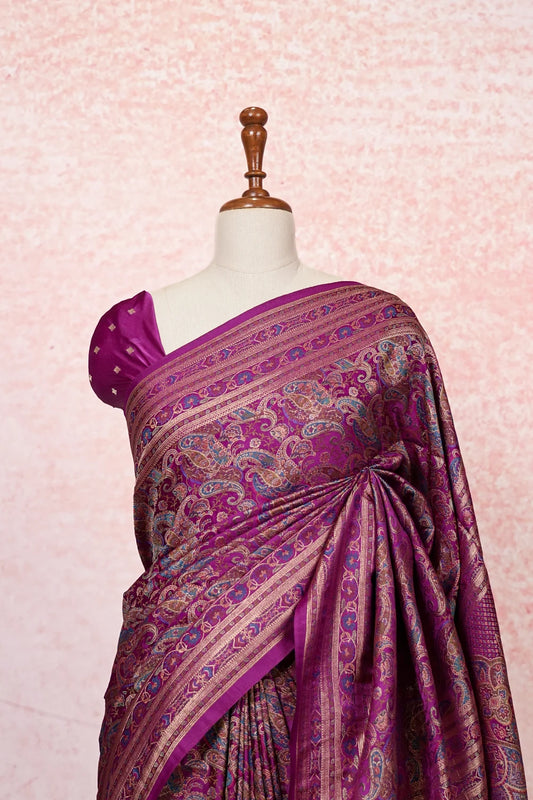 Wine Banarasi Silk Saree