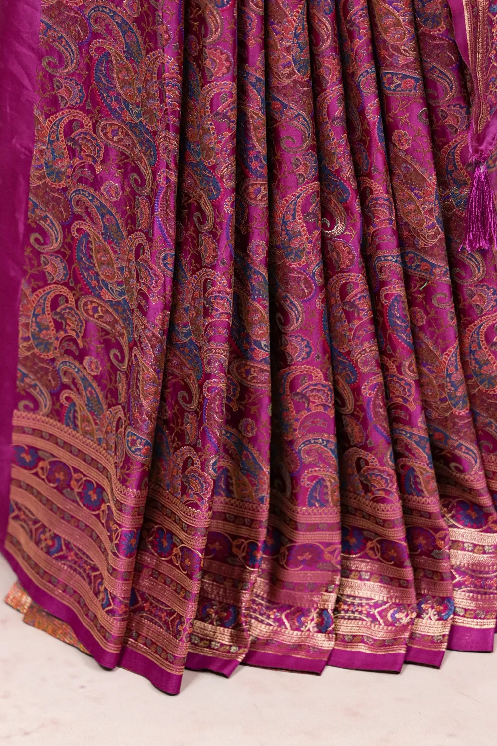 Wine Banarasi Silk Saree