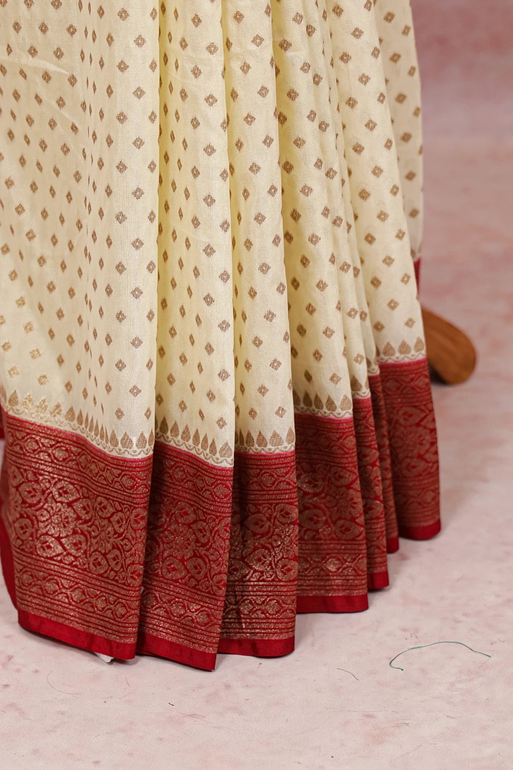Off White Semi Banarasi Saree
