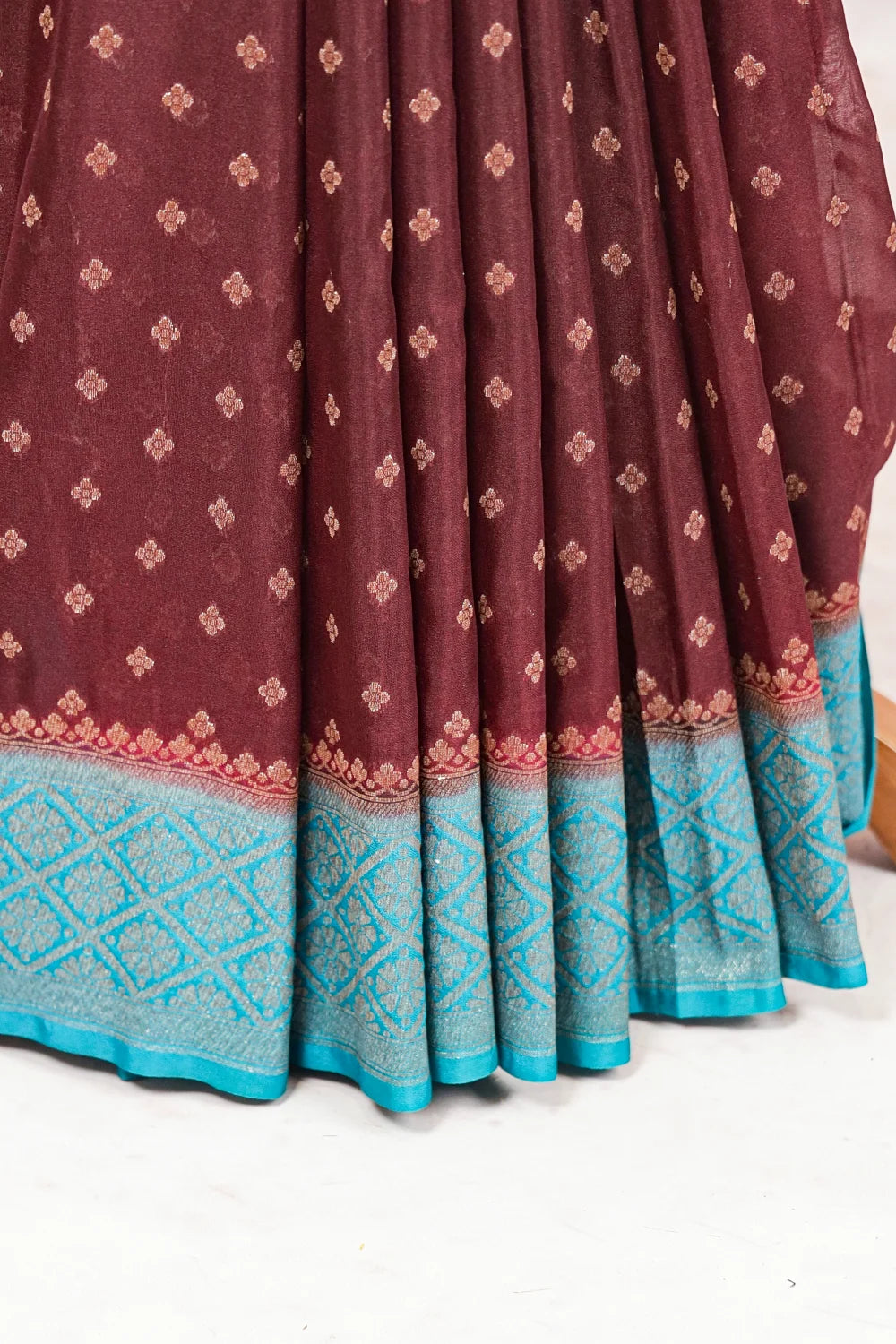 Coffee Brown Semi Banarasi Saree