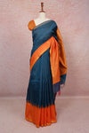 Peacock Blue Semi Jute Saree