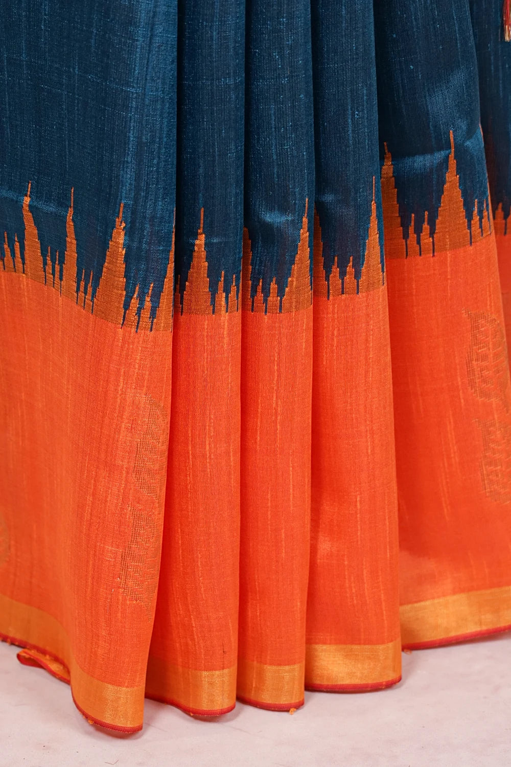 Peacock Blue Semi Jute Saree