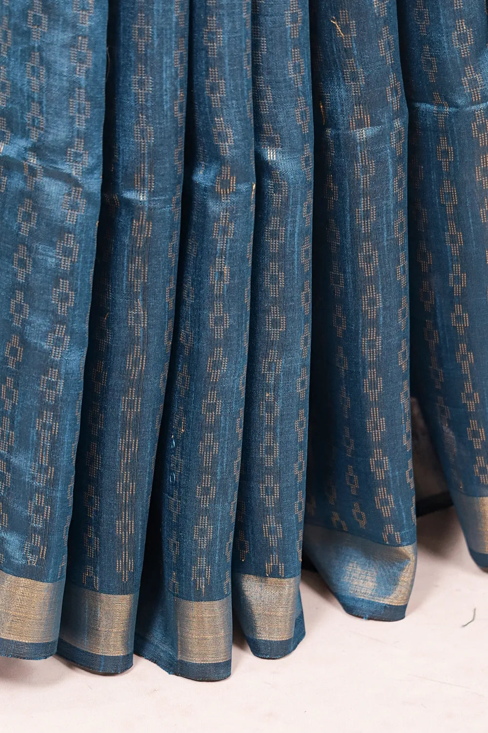 Peacock Blue Semi Jute Saree