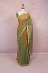 Mustard And Green Linen Cotton Saree
