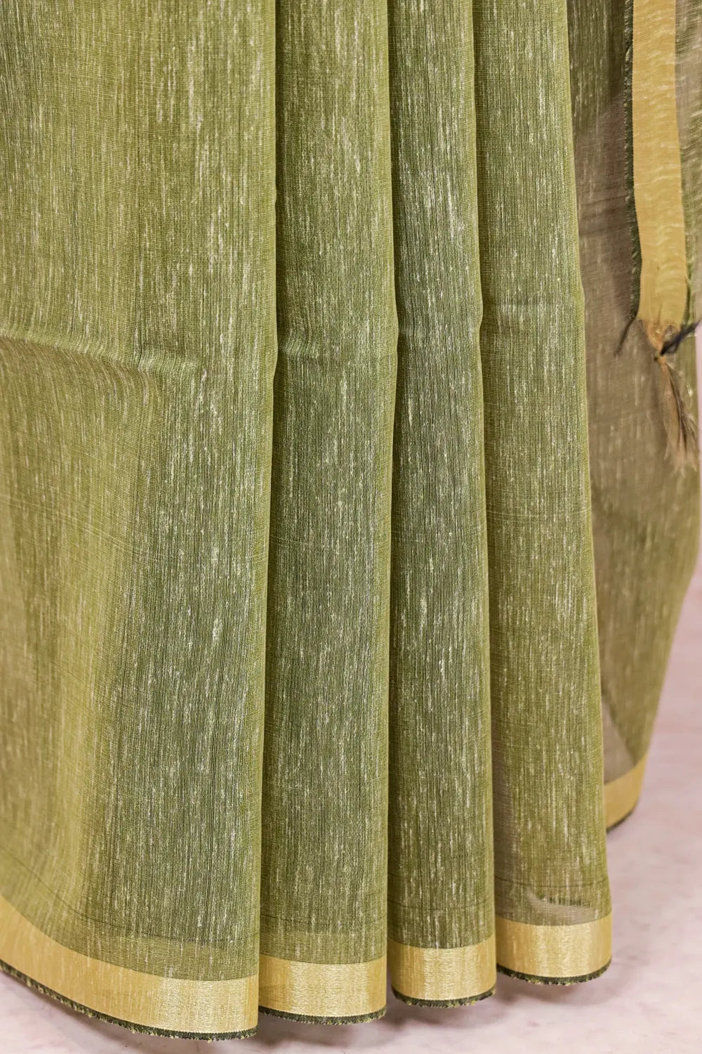 Mustard And Green Linen Cotton Saree