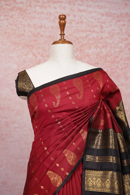 Maroon Semi Silk Saree