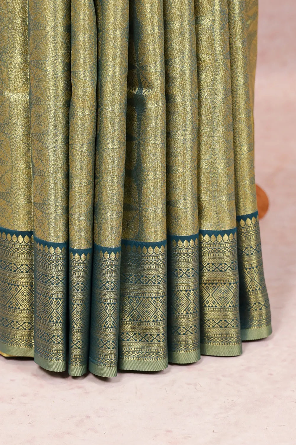 Peacock Blue Semi Tissue Saree