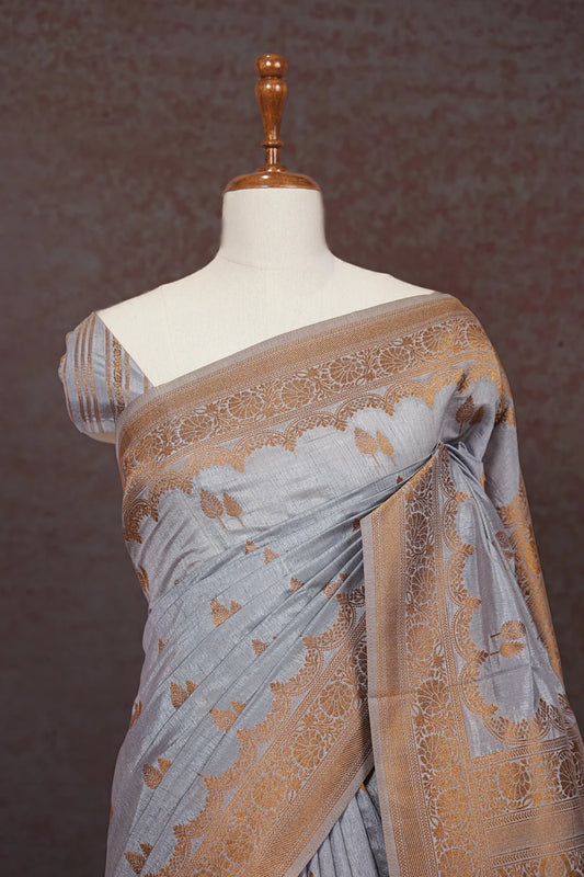 Ash Semi Banarasi Saree
