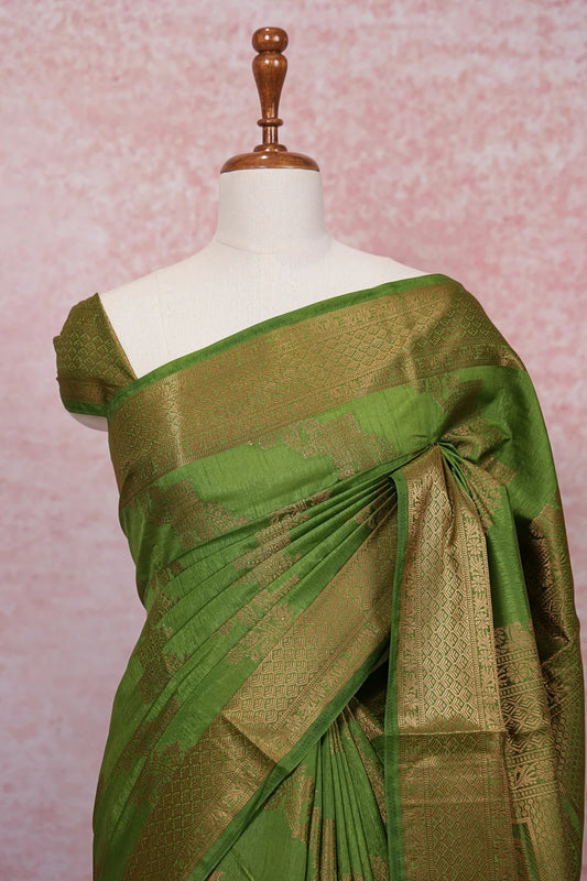Green Semi Banarasi Saree