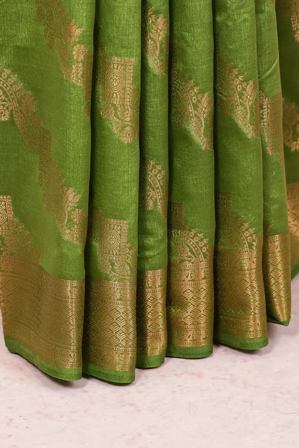 Green Semi Banarasi Saree
