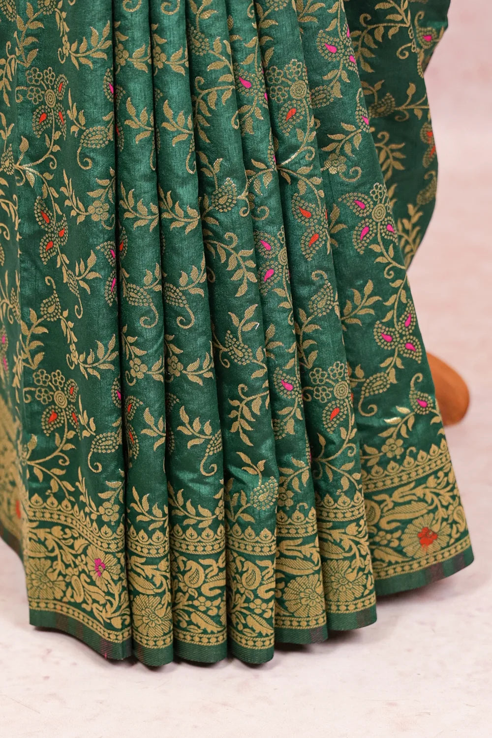 Bottle Green Semi Jute Saree