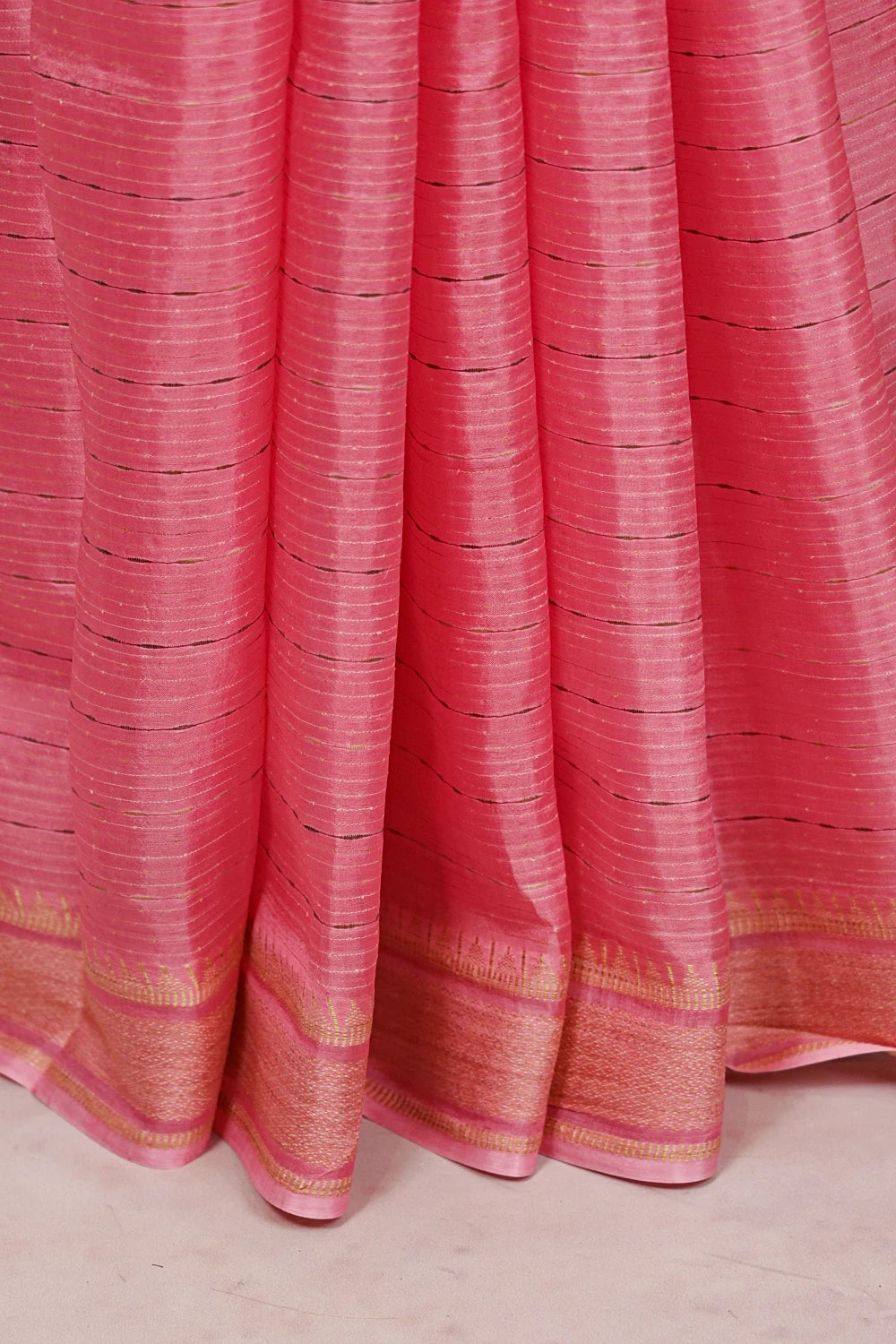 Pink Tussar Silk Saree