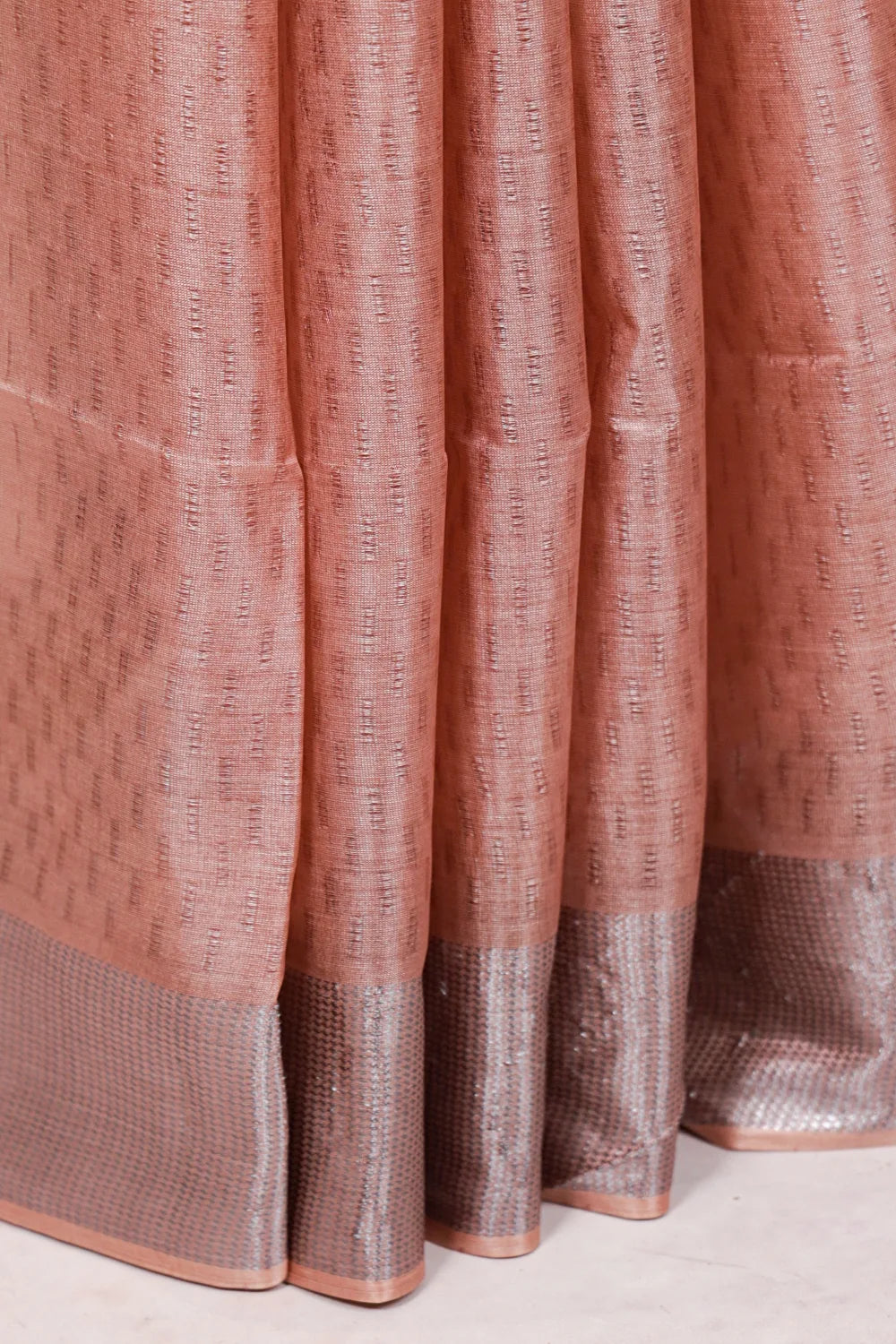 Pastel Peach Semi Silk Saree