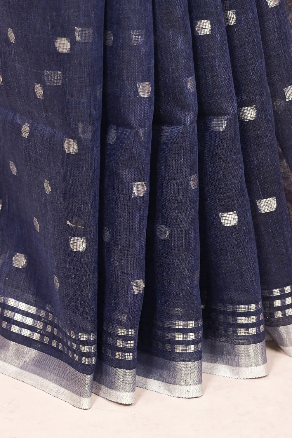 Navy Blue Linen Saree