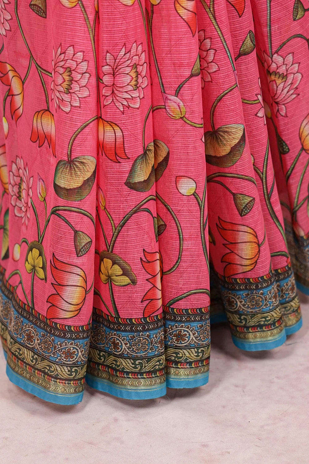 Peach Pink Kota Saree