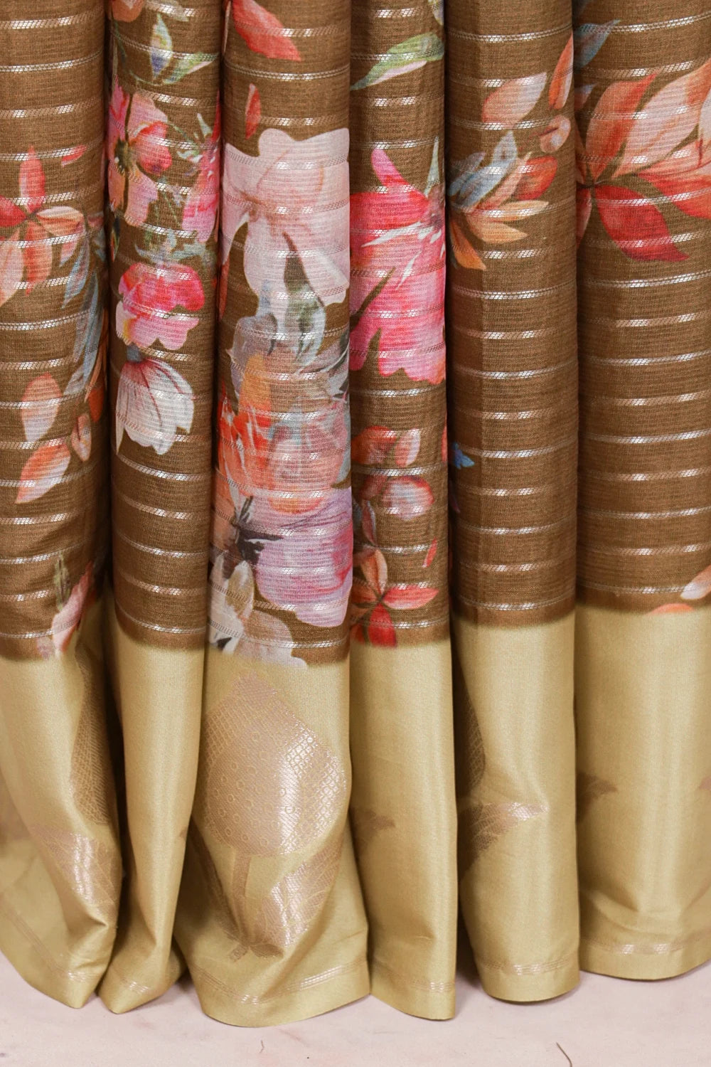 Golden Brown Semi Silk Saree