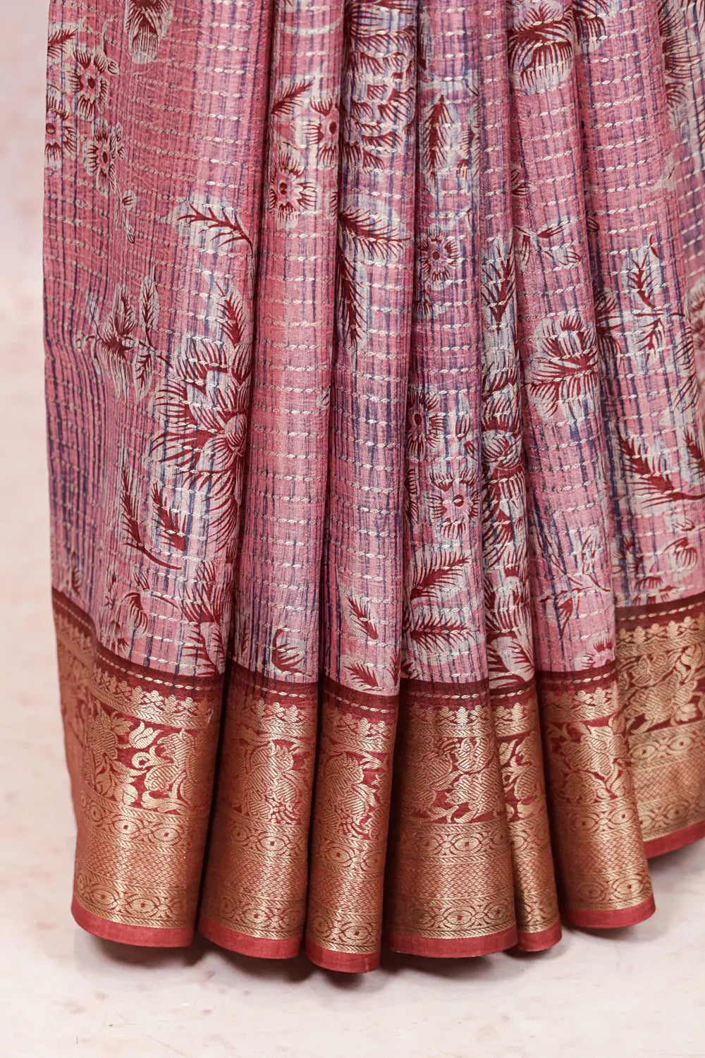 Onion Pink Semi Tussar Saree