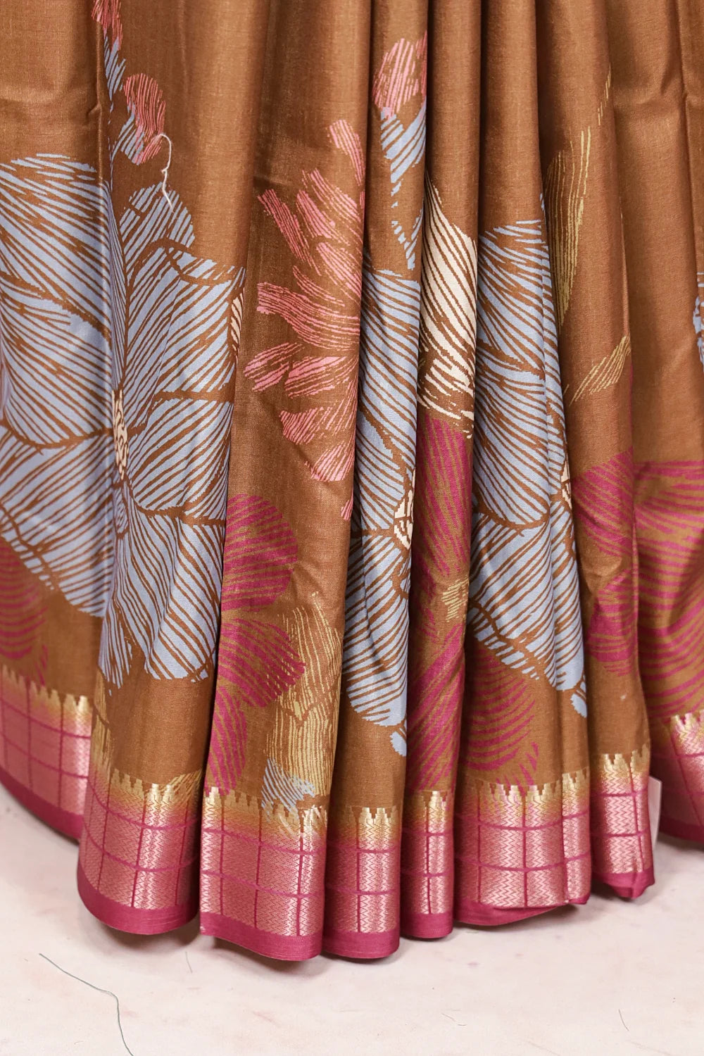 Metalic Gold Semi Tussar Saree
