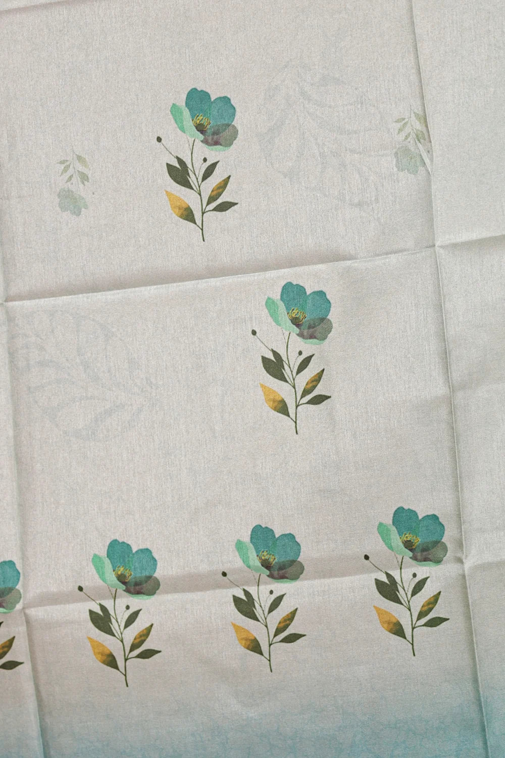 Light Blue Semi Chanderi Thread Work Unstitched Churidhar Material