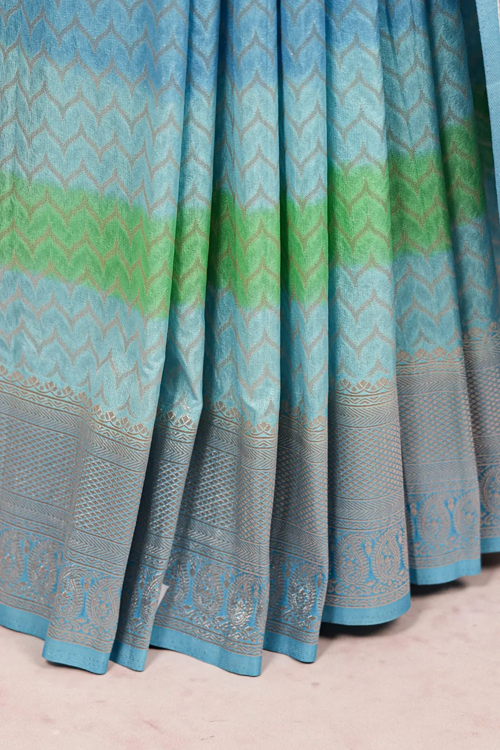 Sky Blue Semi Banarasi Saree