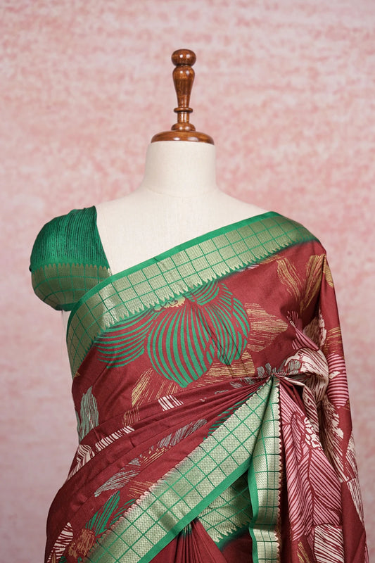 Maroon Semi Silk Saree - Seematti